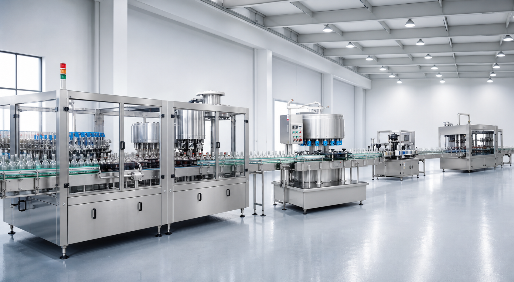 Complete glass bottle filling production line
